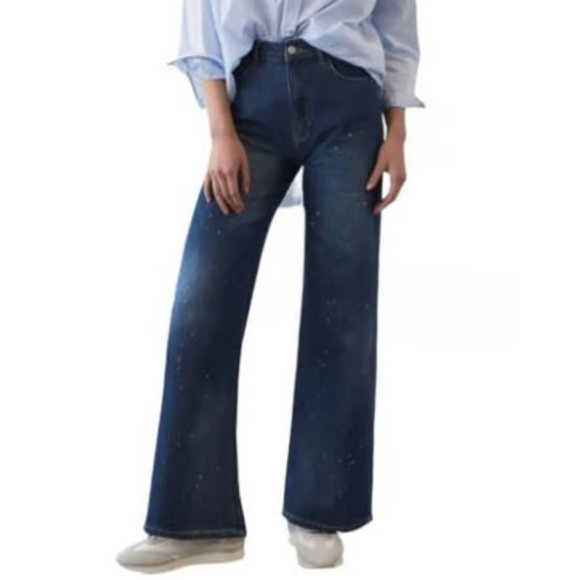 Anthropologie Denim - Anthropologie Pilcro The Annie Wide Leg Flare Bleach Paint Splatter Jeans 30P